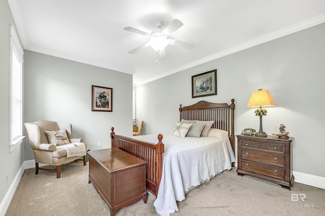 8954 Bay Point Dr, Elberta, AL 36530 - carpeted bedroom featuring crown molding, baseboards, and ceiling fan