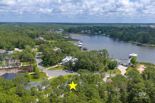 8954 Bay Point Dr, Elberta, AL 36530 - aerial view featuring a water view and a wooded view