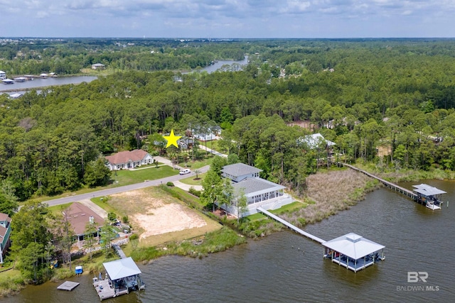 8954 Bay Point Dr, Elberta, AL 36530 - aerial view with a water view and a wooded view