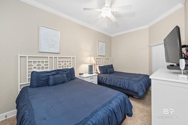 23450 Perdido Beach Blvd Unit 2209, Orange Beach, AL 36561 - bedroom with crown molding and ceiling fan