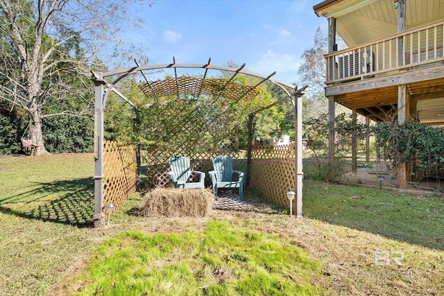 view of yard with a deck