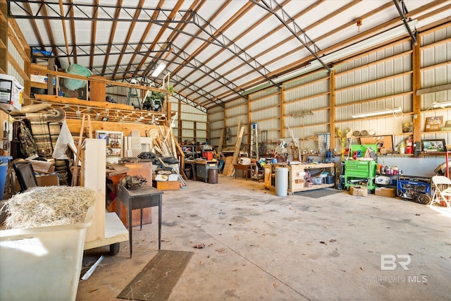 garage featuring a workshop area