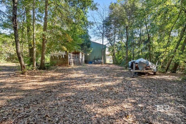 view of yard with an outbuilding