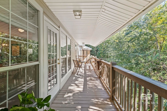 wooden terrace with french doors