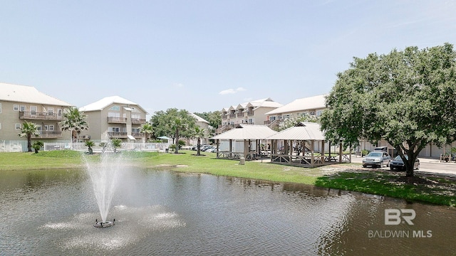 view of water feature featuring a gazebo