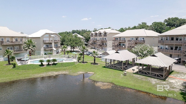 bird's eye view featuring a water view