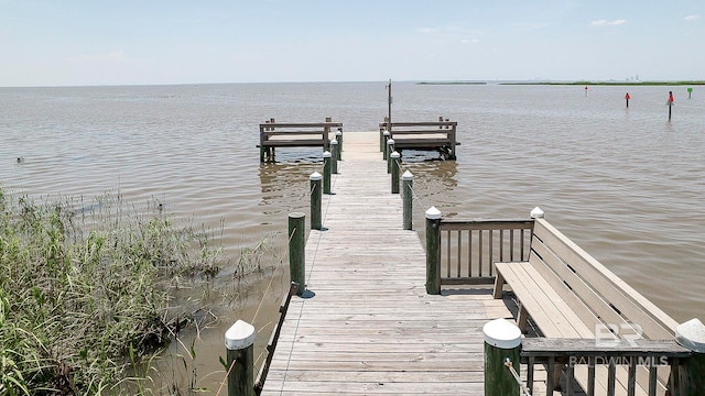 view of dock featuring a water view