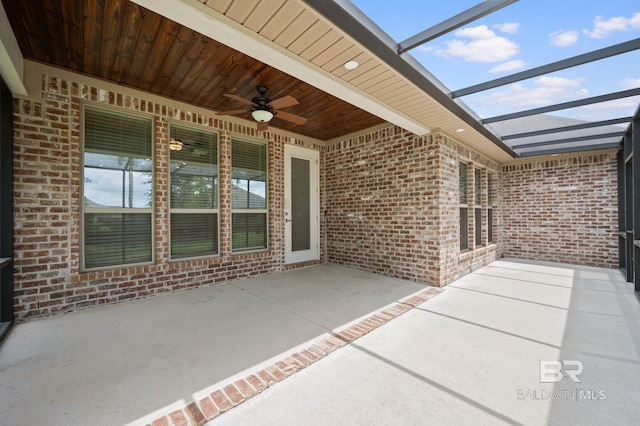 view of patio with ceiling fan