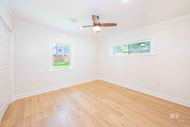 362 Azalea St, Fairhope, AL 36532 - unfurnished bedroom with crown molding, light wood finished floors, baseboards, and ceiling fan