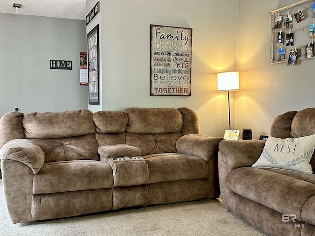 1802 Brookwood Dr, Brewton, AL 36426 - carpeted living area featuring a textured ceiling