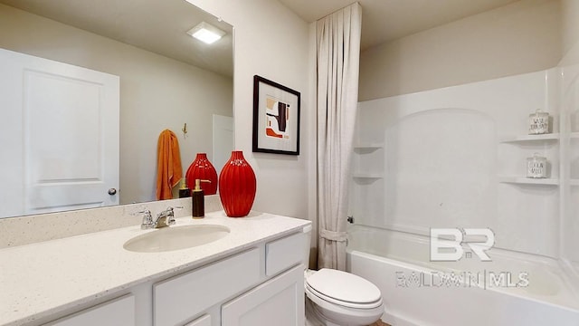 17806 Hens Ave, Foley, AL 36535 - full bath featuring vanity, toilet, and shower / bath combination with curtain