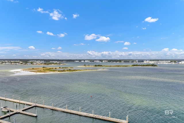 property view of water with a boat dock