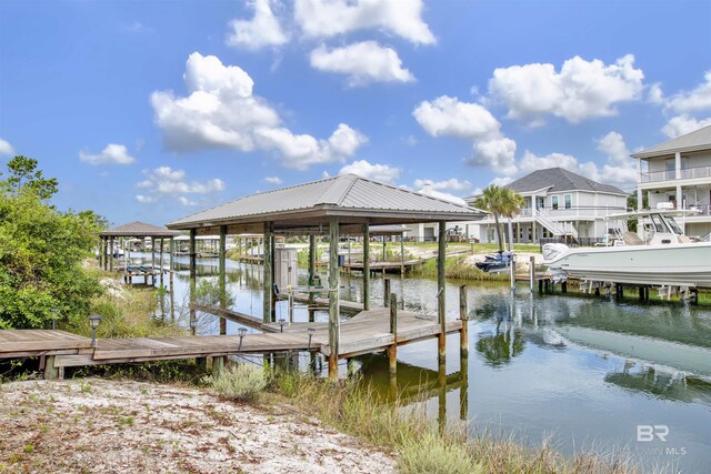 view of dock featuring a water view