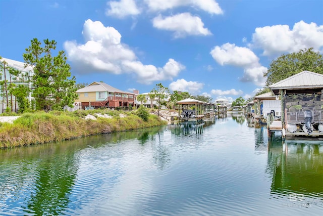 property view of water featuring a dock