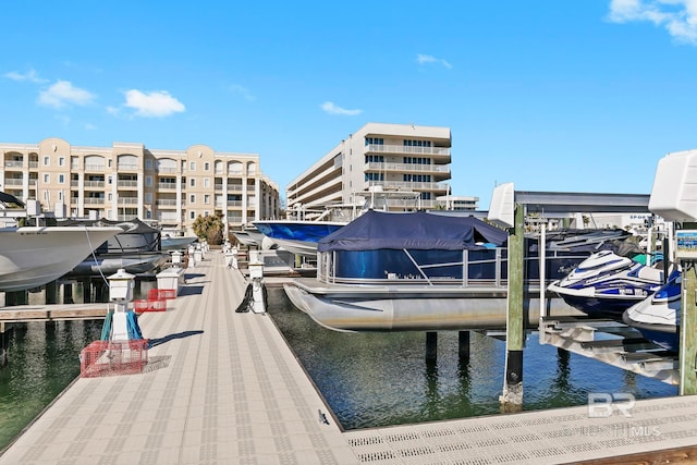 view of dock featuring a water view