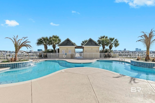 view of pool featuring a patio