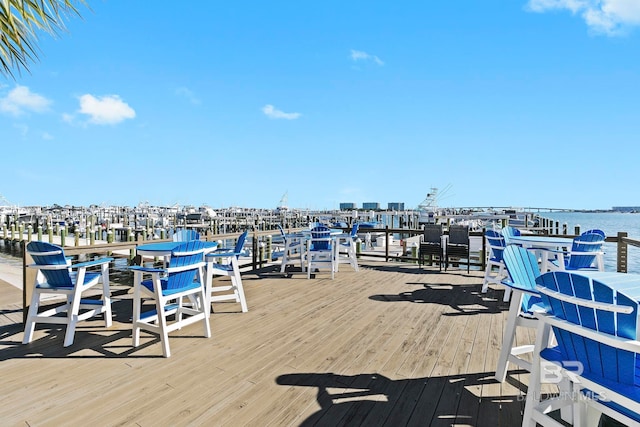 dock area featuring a water view