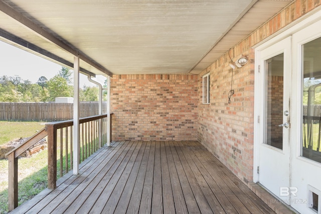 deck featuring fence