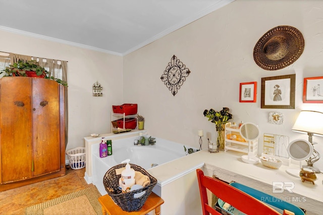 45 Caisson Trce, Spanish Fort, AL 36527 - bathroom with a jetted tub and crown molding