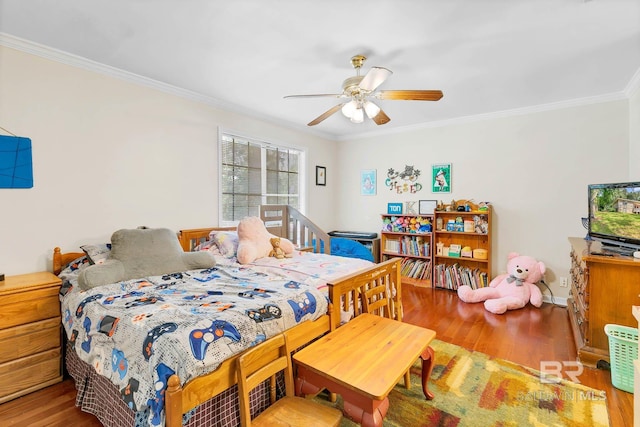 45 Caisson Trce, Spanish Fort, AL 36527 - bedroom with ornamental molding, wood finished floors, and a ceiling fan