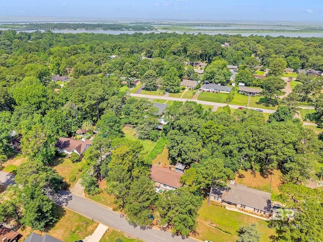 45 Caisson Trce, Spanish Fort, AL 36527 - aerial view of property and surrounding area featuring a nearby body of water and a heavily wooded area