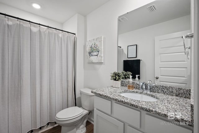 17208 Muse St, Loxley, AL 36551 - bathroom with wood finished floors, vanity, and toilet