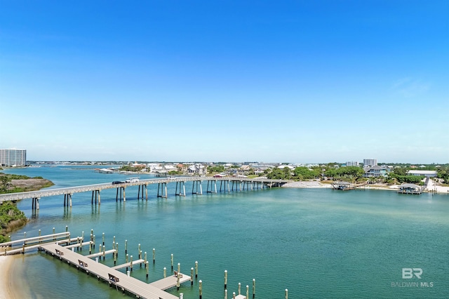 28783 Perdido Beach Blvd Unit 512N, Orange Beach, AL 36561 - water view with a notable bridge and a boat dock