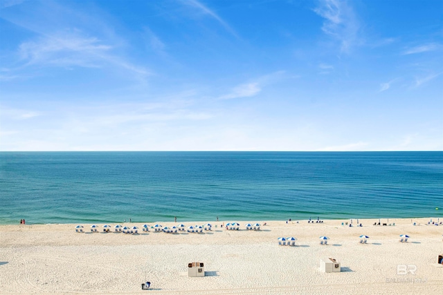 property view of water featuring a view of the beach