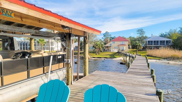 view of dock featuring a water view