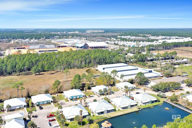 bird's eye view featuring a residential view and a water view