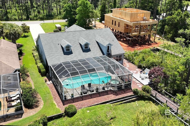 8585 Bay Harbor Rd, Elberta, AL 36530 - aerial view of property and surrounding area with a pool area