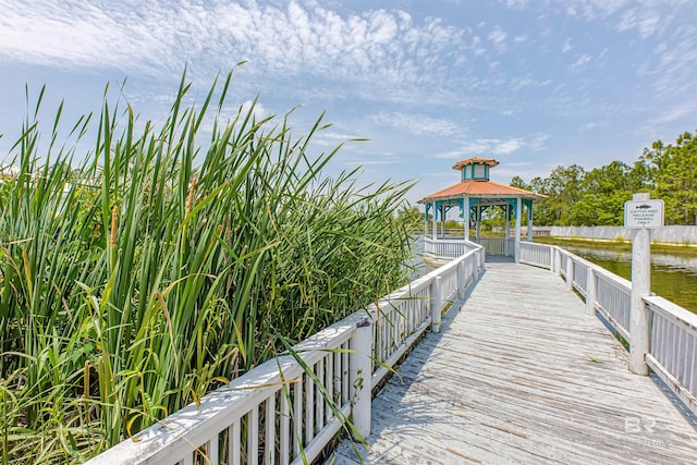 view of nearby features featuring a water view and a gazebo