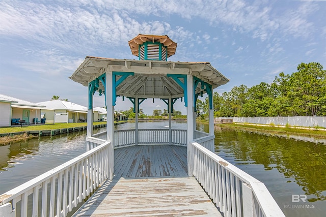 view of dock featuring a water view