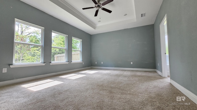 1897 Carly St, Foley, AL 36535 - carpeted empty room with a raised ceiling, ceiling fan, baseboards, and ornamental molding