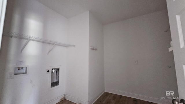 1897 Carly St, Foley, AL 36535 - laundry room featuring washer hookup, dark wood-style floors, electric dryer hookup, and baseboards
