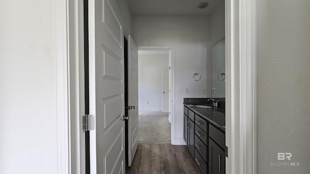 1897 Carly St, Foley, AL 36535 - bathroom featuring vanity, wood finished floors, and baseboards