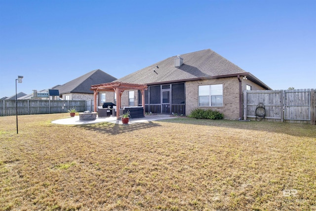 7091 Rocky Road Loop, Gulf Shores, AL 36542 - rear view of property featuring a pergola, a patio, a fire pit, and a fenced backyard
