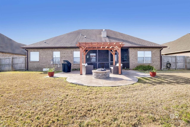 7091 Rocky Road Loop, Gulf Shores, AL 36542 - back of house featuring a patio, a pergola, a lawn, and a fenced backyard