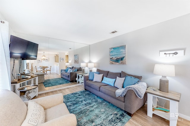 living room featuring light hardwood / wood-style floors