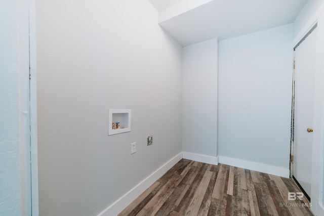 clothes washing area with washer hookup and dark hardwood / wood-style floors