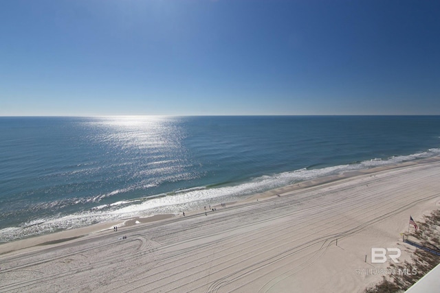 property view of water featuring a view of the beach