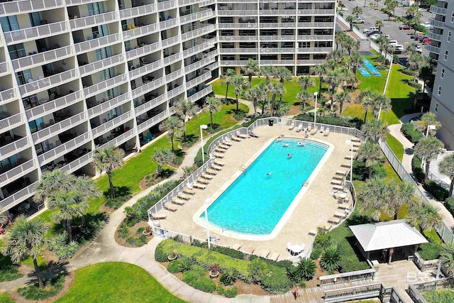 view of swimming pool with a gazebo