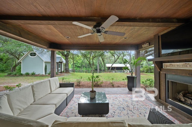 view of patio / terrace with an outdoor hangout area and ceiling fan