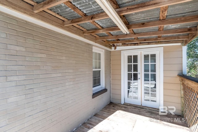 doorway to property featuring french doors