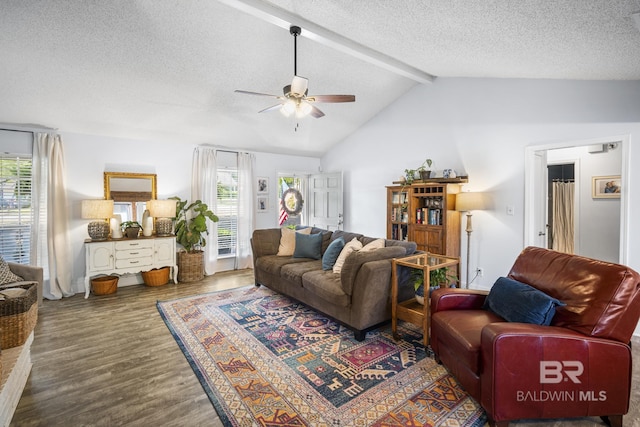 117 Richmond Rd, Daphne, AL 36526 - living room with a ceiling fan, a textured ceiling, healthy amount of natural light, and wood finished floors