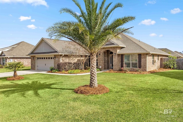 view of front of house featuring a garage and a front yard