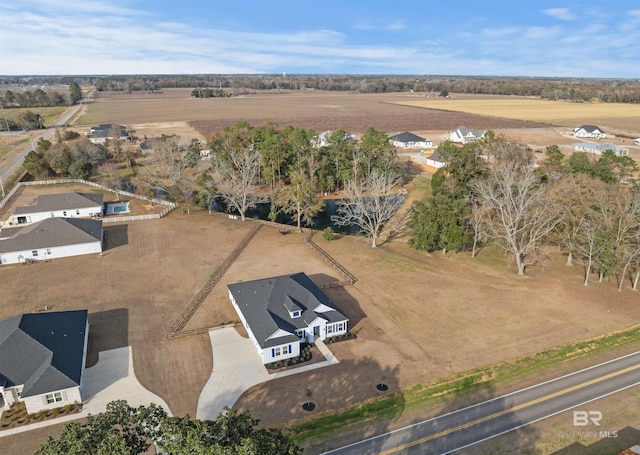 drone / aerial view with a rural view