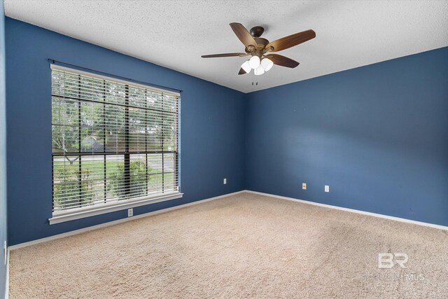 5645 Green Tree Rd, Mobile, AL 36609 - carpeted spare room with a ceiling fan, baseboards, and a textured ceiling