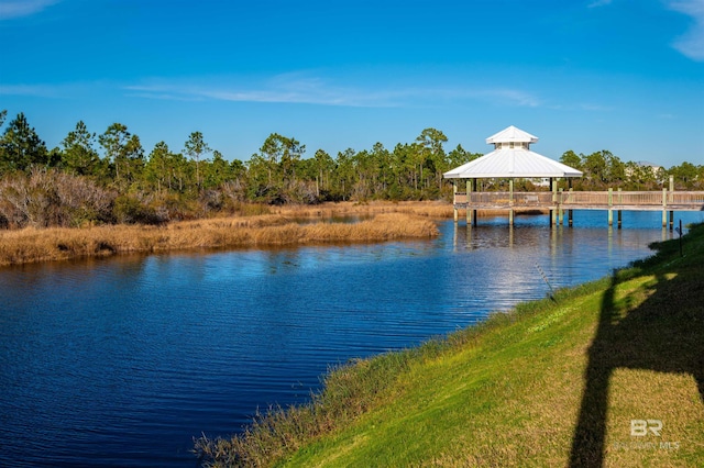 water view with a gazebo