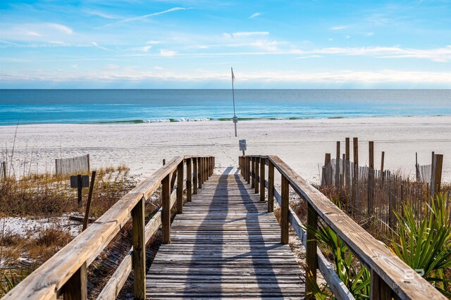 water view with a boat dock and a beach view